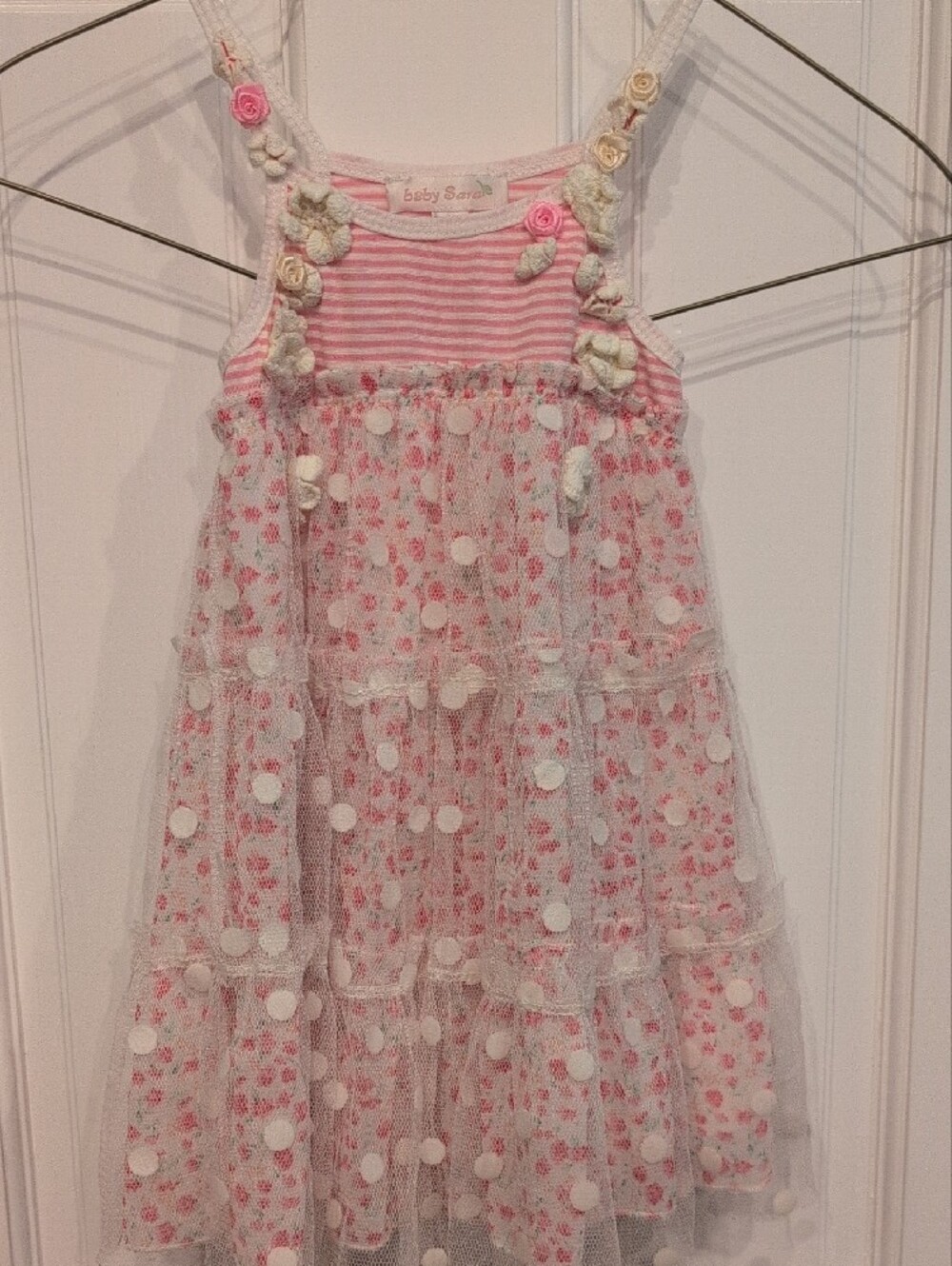 Baby Sara Pink Floral Layered Girls Dress